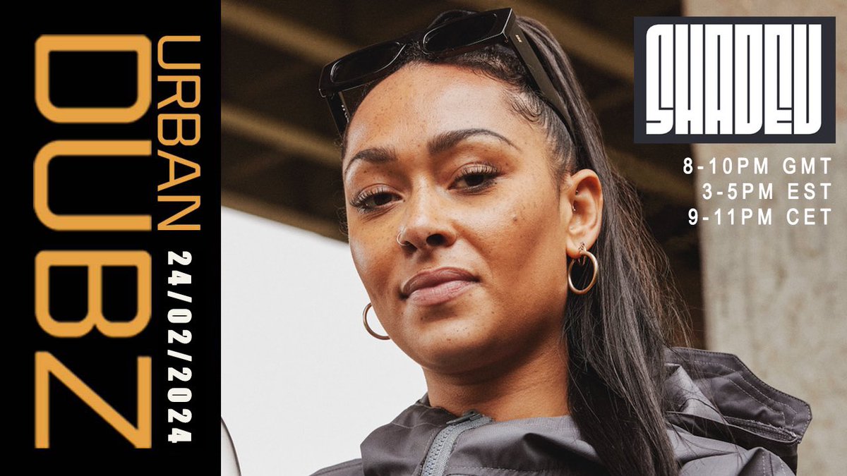 🎧 Excited to announce SHADEV's debut show on Urban Dubz! 🌟 Join us this Saturday, 8-10pm GMT, as she spins a mix of UK Garage, grime, and UK funky boppers. #SHADEV #UrbanDubz #ManchesterMusic 🎶💫