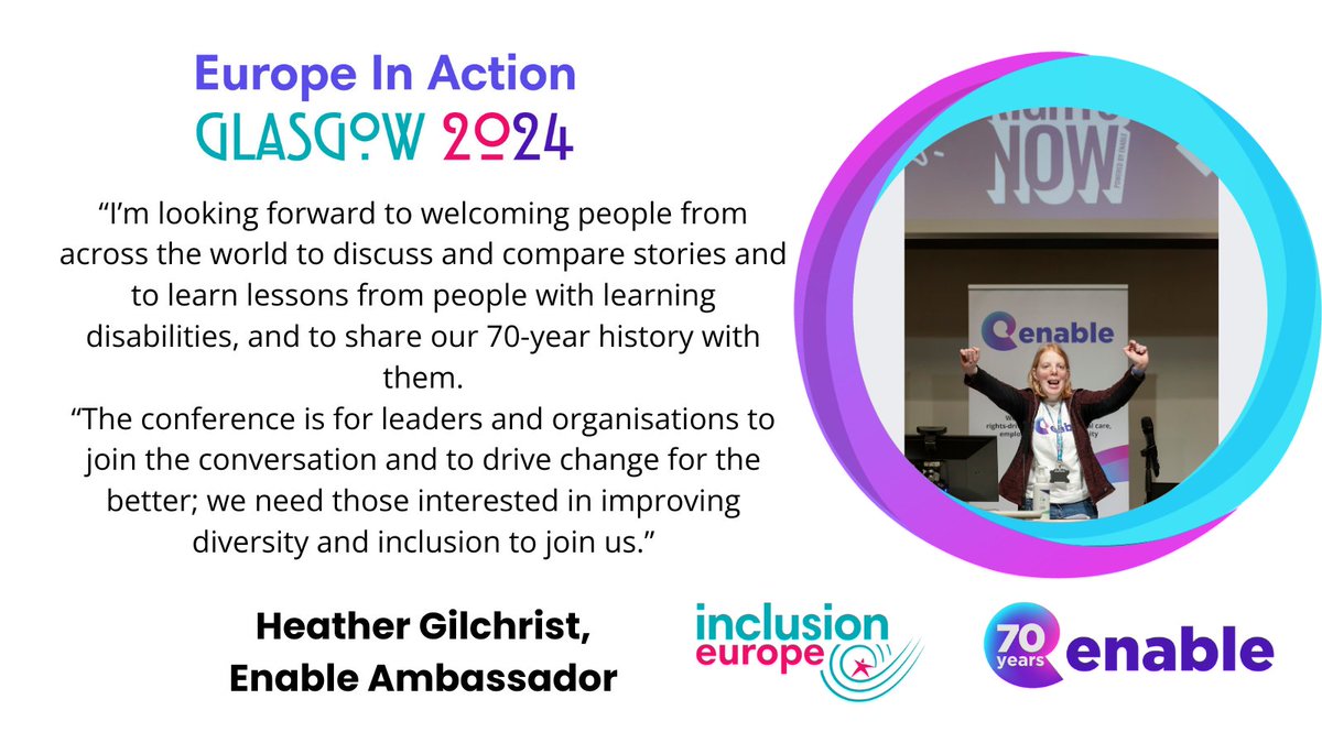 Why not join me for the @InclusionEurope conference during learning disability week 6th to the 9th of May, when we will welcome delegates to Scotland for the first time looking forward to seeing everyone and learning from others 😀