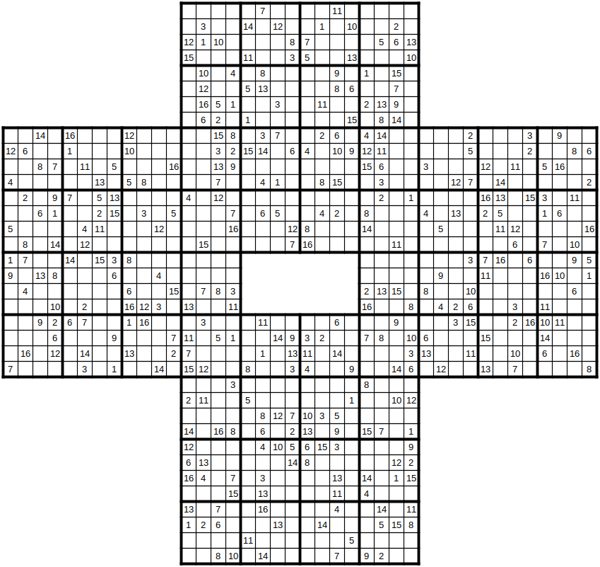 robakun2011's tweet photo. #数独 #sudoku #ナンプレ #numberplace
奴さん問題です(*^^*)
全体の形が折り紙「奴さん」風の重ね合わせ問題です(^o^)/
基本的な解き方で解けます(^_-)❤️
#robakun https://t.co/5Vx800oo6X