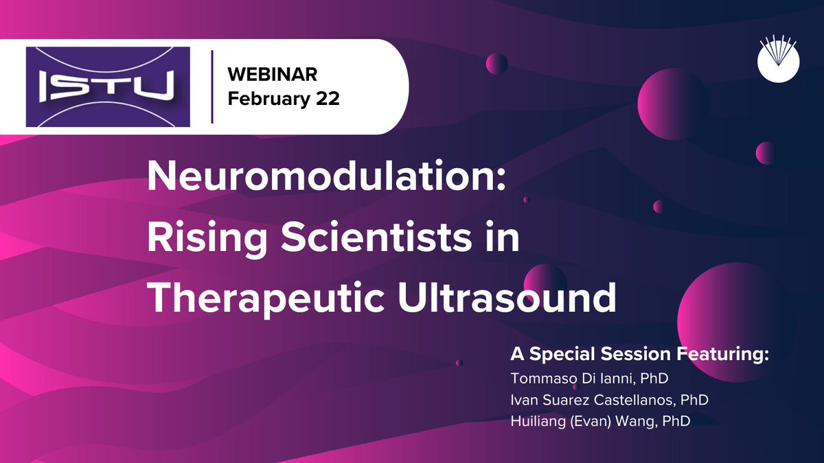 Free Webinar:  On Thurs, Feb 22, @ISTUorg will host a free webinar entitled 'Neuromodulation: Rising Scientists in Therapeutic Ultrasound.' #FocusedUltrasound #Neuromodulation
Learn more about the topics to be discussed and register now: istu.org/istu-live-webi…