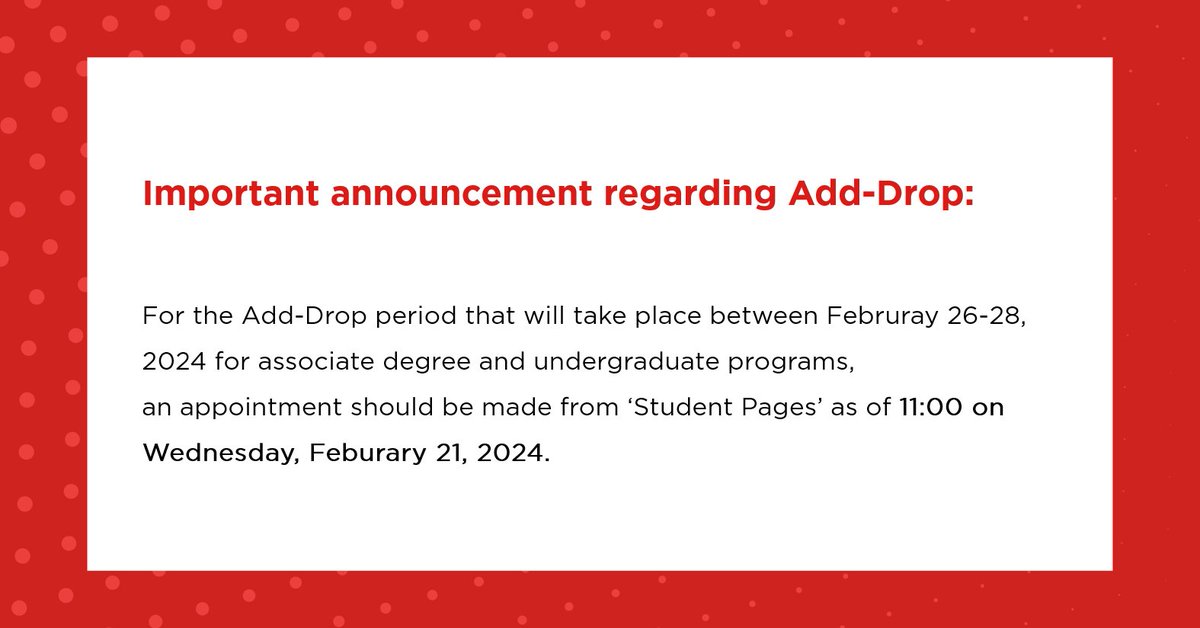 📣 Important announcement regarding Add/Drop period 👇🏻 bilgi.edu.tr/en/news/11960/…