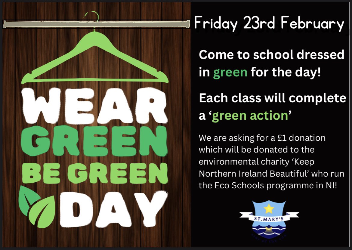 Wear Green Be Green Day this Friday 💚 @Eco_SchoolsNI