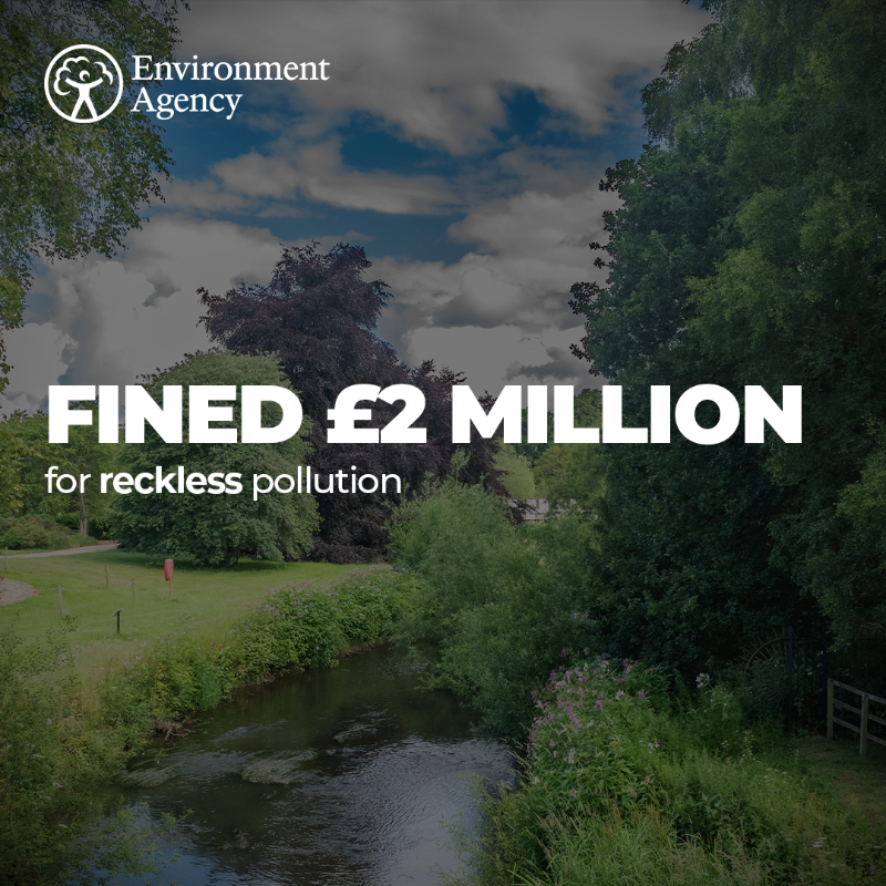 EnvAgency's tweet photo. £2 million.

This is the amount Severn Trent Water have been fined for ‘recklessly’ discharging almost 260 million litres of raw sewage into the River Trent.

We welcome this sentence and will continue to take tough action against companies that breach environmental rules.