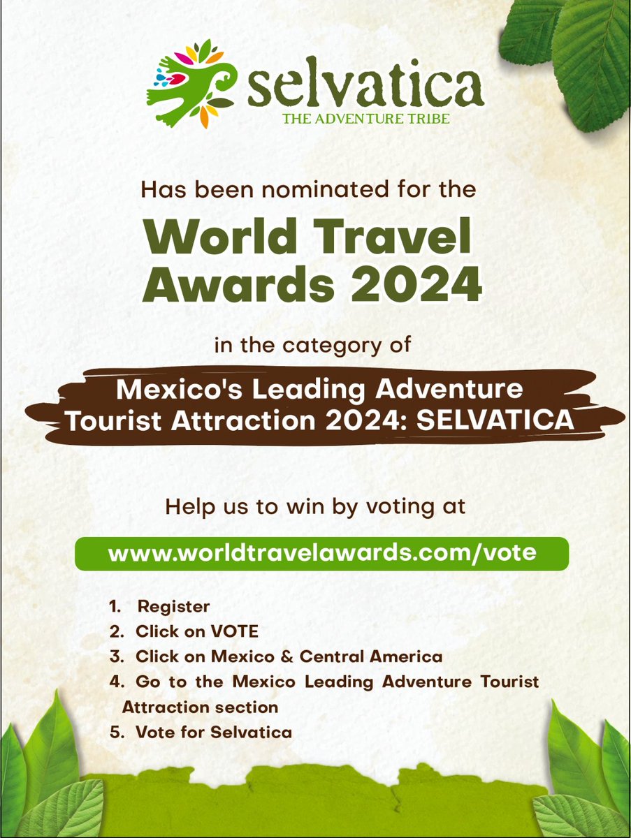 TheDolphinCo_'s tweet photo. ¡Tenemos increíbles noticias!
Nuestro parque #Selvatica ha sido nominado en los World Travel Awards 2024 en la categoría "principal atracción turística de aventura en México"
Haz clic para votar ahora mismo 👉🏼https://t.co/nrXkUNvDuk y sigue estos pasos:
1️⃣ Regístrate
2️⃣ Da clic en VOTE
3️⃣ Haz clic en "Mexico & Central America"
4️⃣ Ve a la sección de "Mexico Leading Adventure Tourist Attraction"
5️⃣ Vota por Selvatica
#OrgullosamenteTheDolphinCompany
#WorldTravelAwards2024