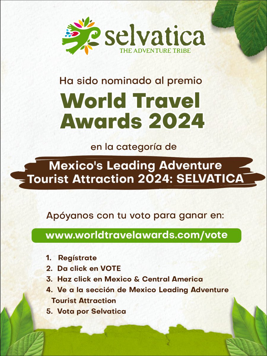 TheDolphinCo_'s tweet photo. ¡Tenemos increíbles noticias!
Nuestro parque #Selvatica ha sido nominado en los World Travel Awards 2024 en la categoría "principal atracción turística de aventura en México"
Haz clic para votar ahora mismo 👉🏼https://t.co/nrXkUNvDuk y sigue estos pasos:
1️⃣ Regístrate
2️⃣ Da clic en VOTE
3️⃣ Haz clic en "Mexico & Central America"
4️⃣ Ve a la sección de "Mexico Leading Adventure Tourist Attraction"
5️⃣ Vota por Selvatica
#OrgullosamenteTheDolphinCompany
#WorldTravelAwards2024