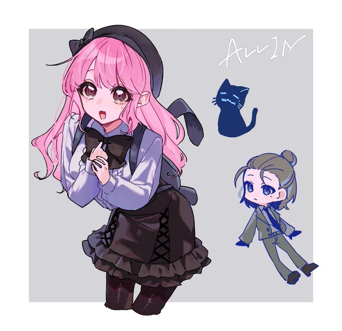 Mさんとこのおるいん絵チャで描いてきたまほちゃんとちびなしま 