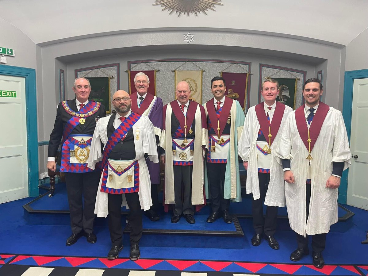 BurntAshChapter's tweet photo. At our 135th convocation last night, we welcomed the Deputy Grand Superintendent, E. Comp. James Marsh and his escort, to witness the exaltation of Comp. Ahmet Açar. It was also announced that we are planning a double exaltation for April. #HolyRoyalArch #SupremeDegree https://t.co/QbsQsBEI0R
