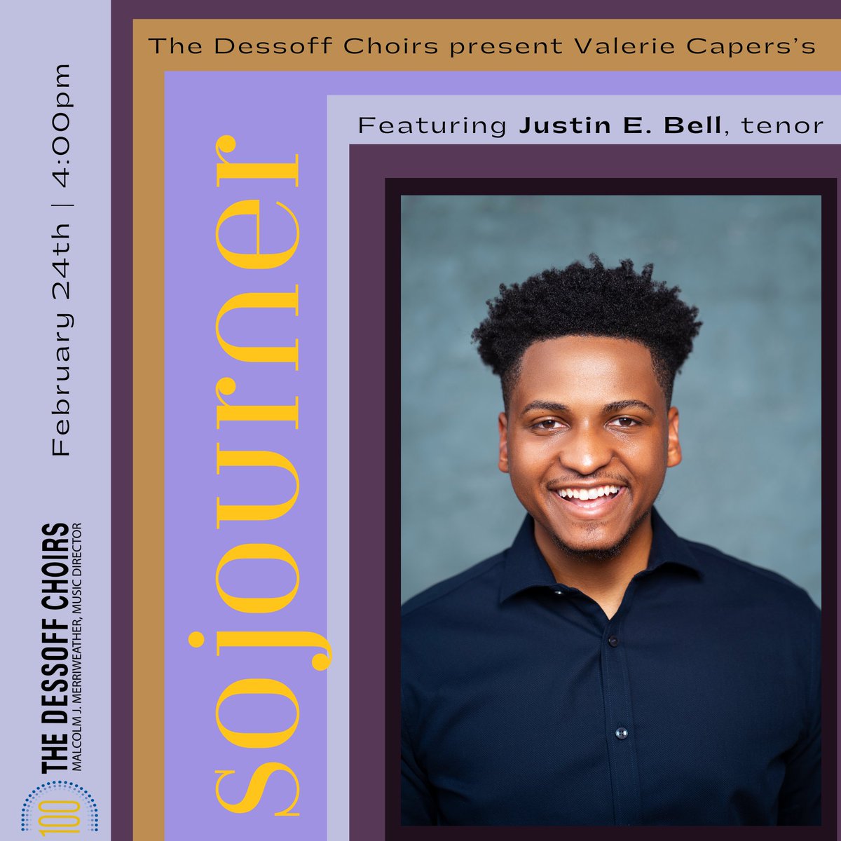 Dessoff will be joined by Justin E. Bell, tenor, for our upcoming concert of Valerie Capers's Sojourner on Saturday, February 24 at 4pm at Union Theological Seminary. Tickets: dessoff.org/events/sojourn…