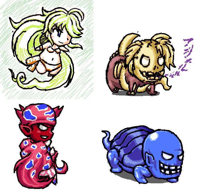 これは12年くらい前にブログ更新用として描いたゴルベーザ四天王+α(デフォルメ)です|ω=) 