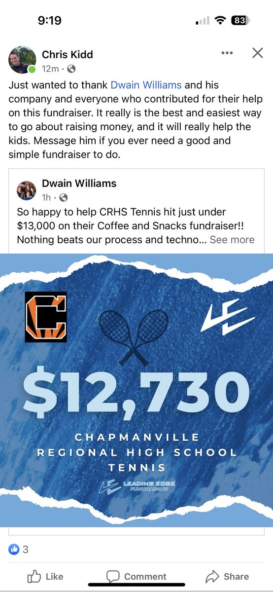 LE_WV_Dwain's tweet photo. Love to help programs that sometimes get overlooked and truly appreciate Coach Kidd sharing his thoughts on Leading Edge Fundraising. Who can I help next? https://t.co/T0TAK77j1a