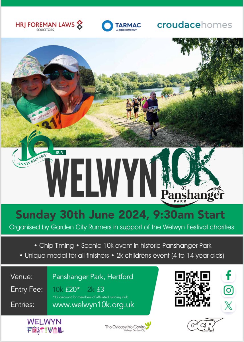 👀 - Hertfordshire’s favourite single lap off road 10k is BACK on 30 June!Once again in the stunning Panshanger Park, thanks to <a href="/tarmac/">tarmac</a> and <a href="/GC_Runners/">Garden City Runners</a>. Sign up here at welwyn10k.org.uk.