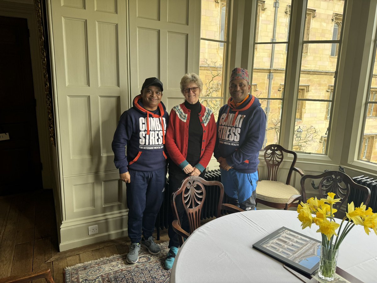 An absolute privilege to be at <a href="/TrinCollCam/">Trinity College</a> <a href="/Cambridge_Uni/">Cambridge University</a> today on my walking challenge,meeting with <a href="/UKAMREnvoy/">Prof. Dame Sally Davies</a> <a href="/MasterSallyTrin/">Dame Sally Davies, Trinity Master</a> alongside my friends from <a href="/CombatStress/">Combat Stress</a> to share our message as we walk the hallowed streets of Cambridge! Thank you <a href="/JoannaLumleyUK/">Dame Joanna Lumley</a> <a href="/Lord_Bilimoria/">Lord Karan Bilimoria</a>
