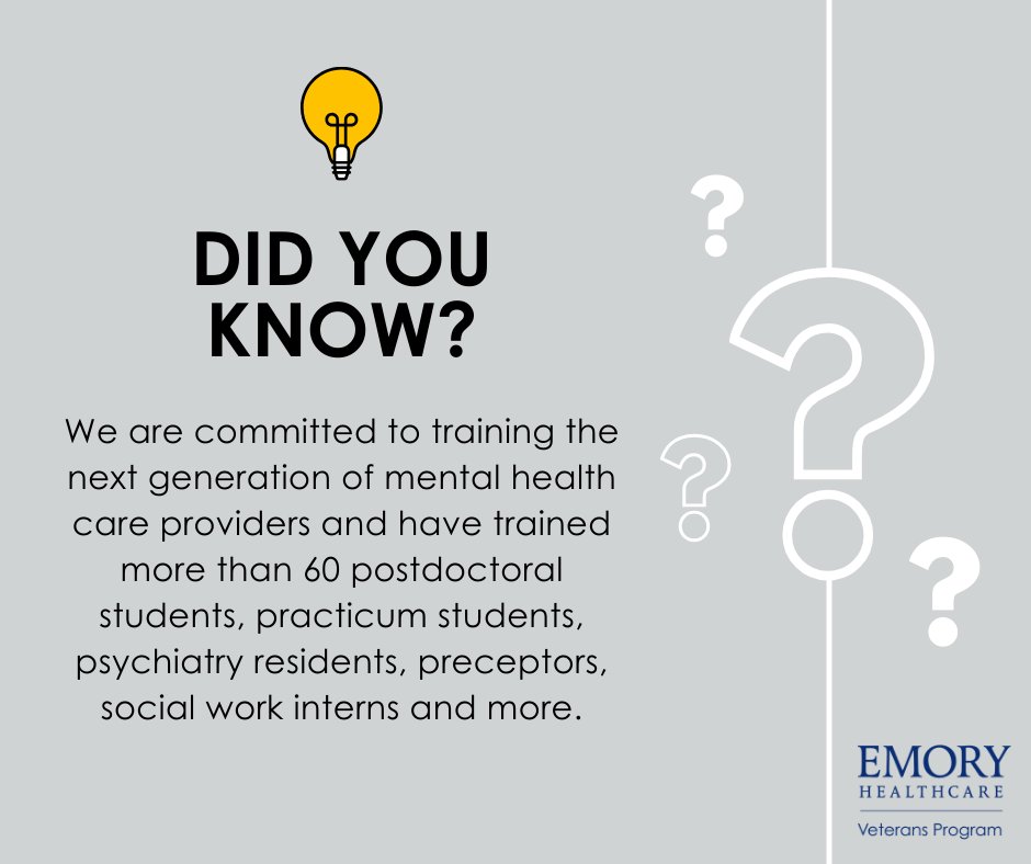 Our unique, team-based, interprofessional environment provides an exceptional training ground for a range of healthcare professionals. Learn more about how we are training the next generation of care providers: brnw.ch/21wH9d3 #HealingInvisibleWounds #EmoryVeterans