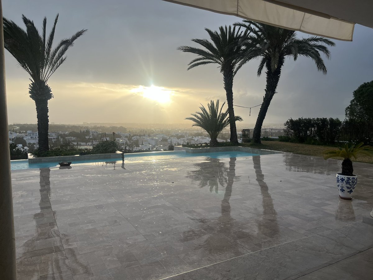 Rain always good news in Tunisia. So are the rays of light (hope) of this afternoon at 🇪🇺 Résidence nicely reflected. Happy to share this impression ahead of macroeconomic exchange @eu_near @ecfin @UeTunisie and 🇹🇳 counterparts.