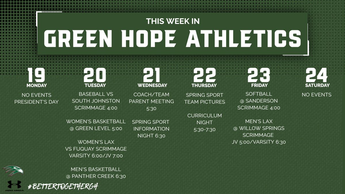 Spring sport scrimmages start this week! #BetterTogetherGH