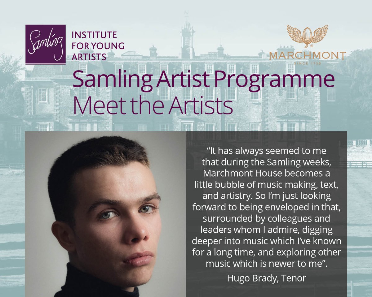 Today we introduce tenor Hugo Brady, who is currently studying at @RCMLondon and was the winner of the 2022 Junior Kathleen Ferrier Competition. Meet Hugo and our other new Samling Artists in our public masterclass at @MarchmontEstate on Sat 2 March samling.org.uk/events/samling…