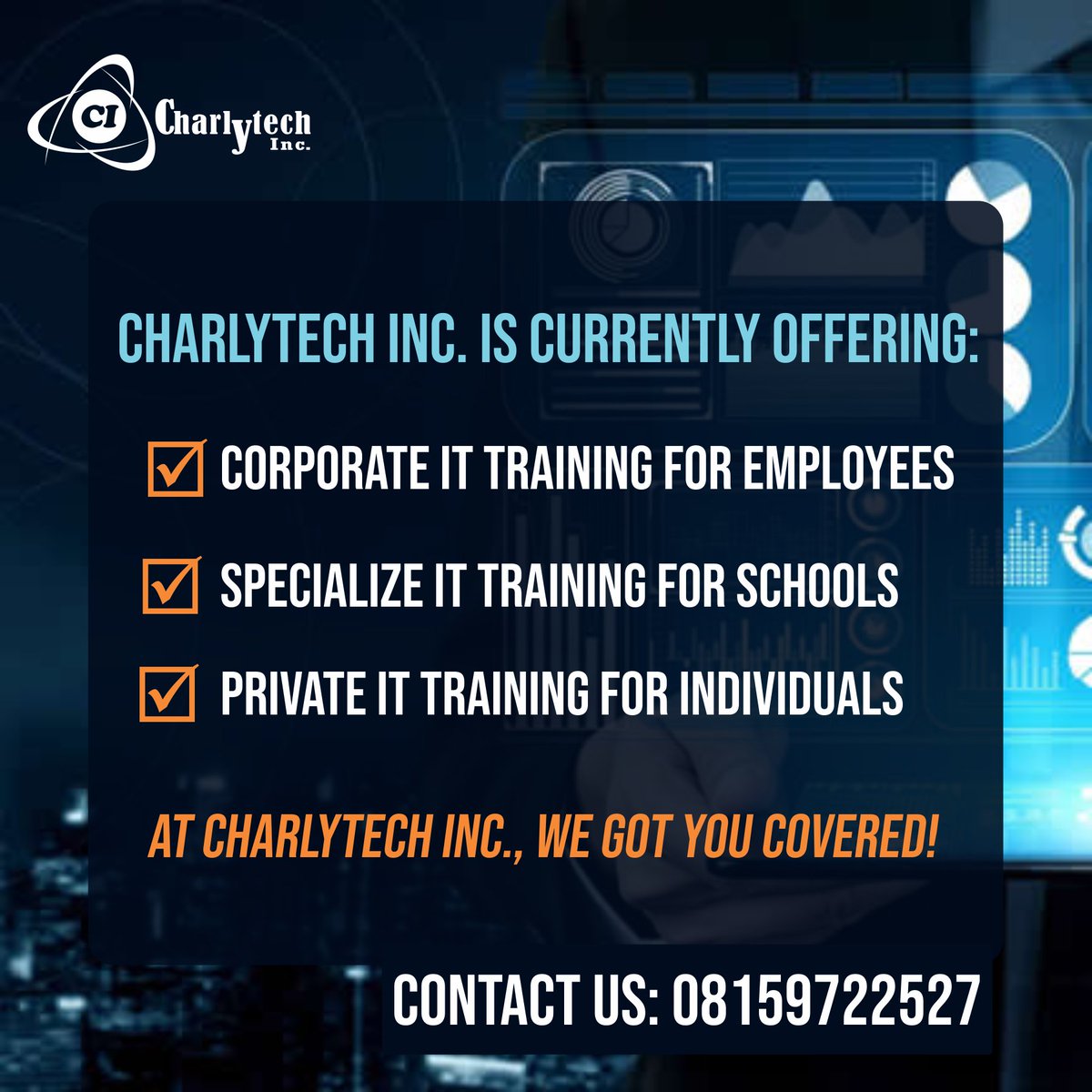 Charlytek's tweet photo. With over 15 years experience in the IT industry, we are fully equipped to deliver professional training in various fields. Contact us now! https://t.co/pJ5aG9SuYw