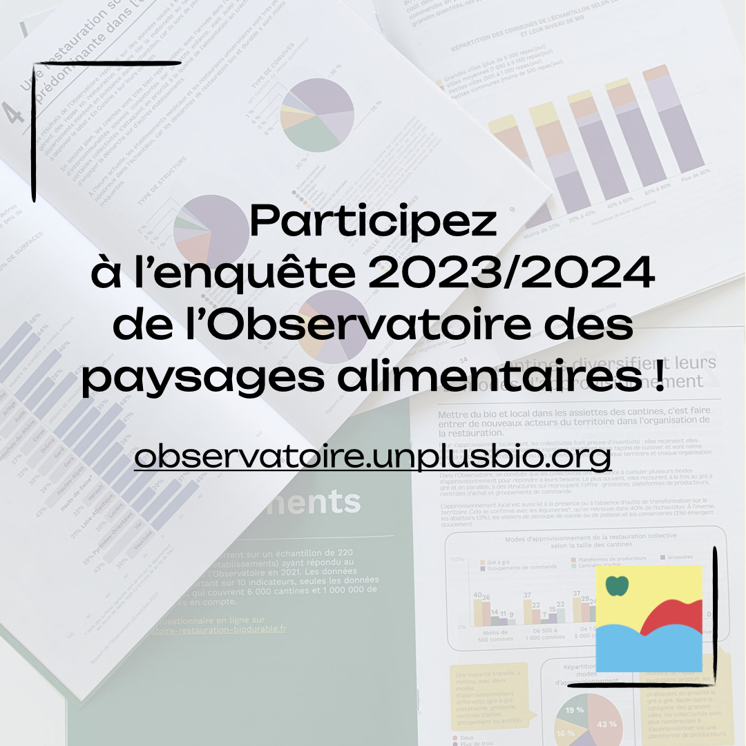 L’Observatoire des paysages alimentaires, c’est une enquête pour TOUTES les collectivités. Qu'elles aient ou non la compétence restauration collective, les agglomérations ont aussi des choses à raconter sur l’alimentation !
Participez sur observatoire.unplusbio.org avant le 15 mars.