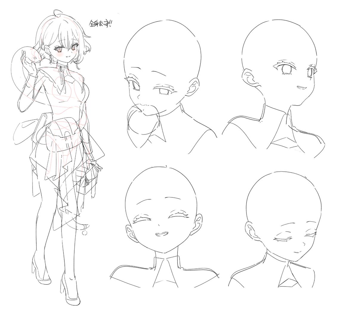 寝る前に全身描いてみようと思ったけどむっず!
いい加減髪描けよなぁ! 