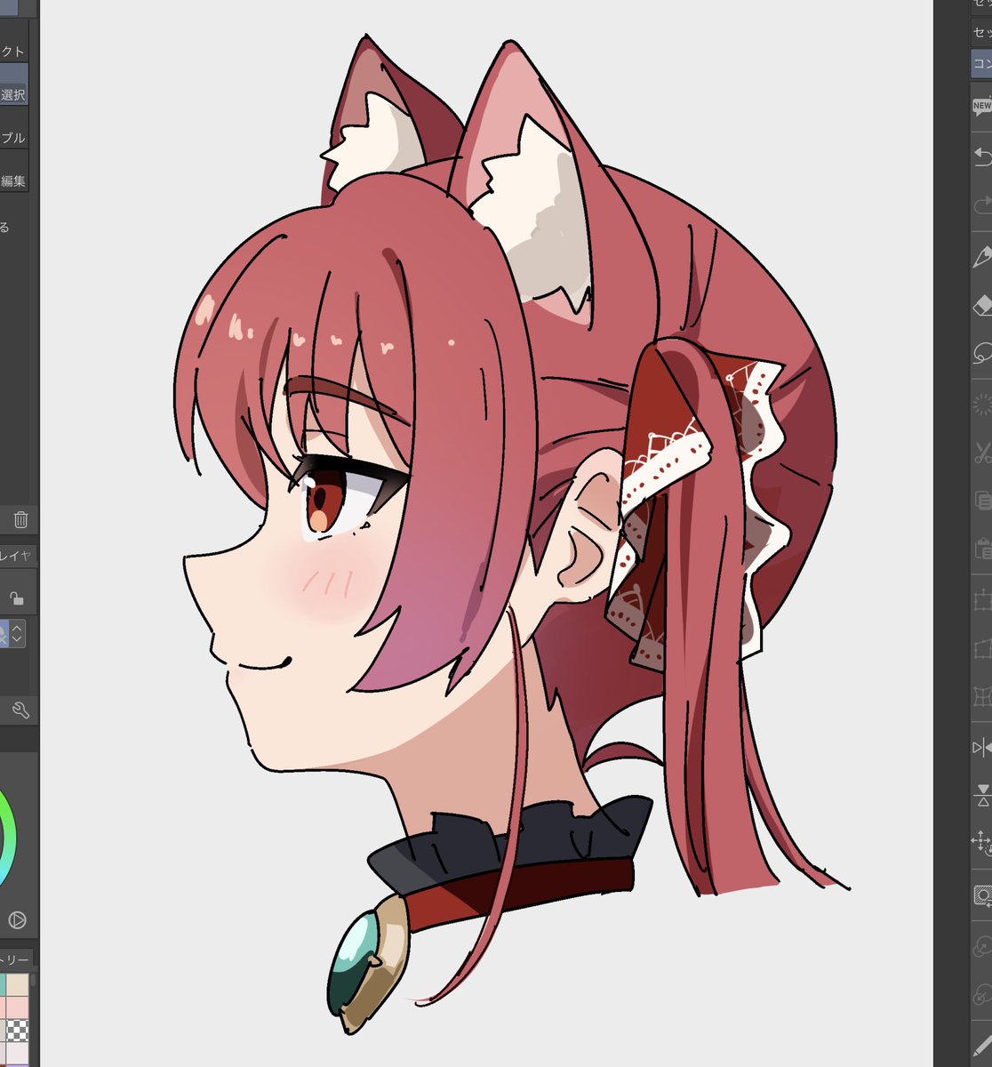 houshou marine 1girl animal ears twintails red hair solo cat ears red eyes  illustration images