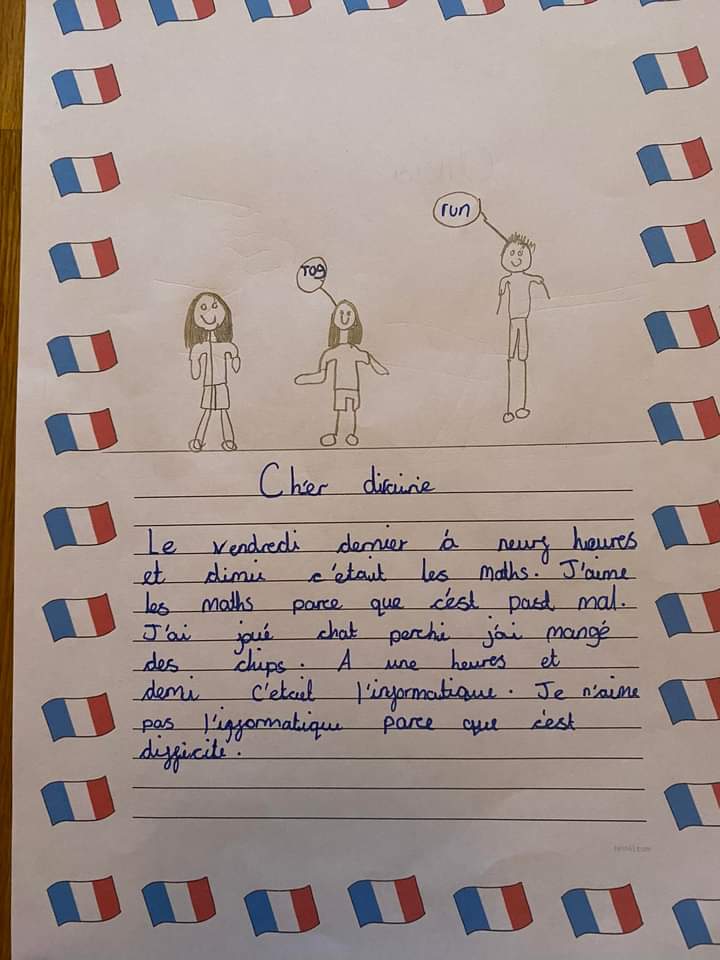 Year 6 have been doing some amazing extended writing using their new knowledge of the past tense, time and opinions. I'm so super proud of them- showcasing primary French and fostering that love of languages at an early age 🇨🇵🇨🇵