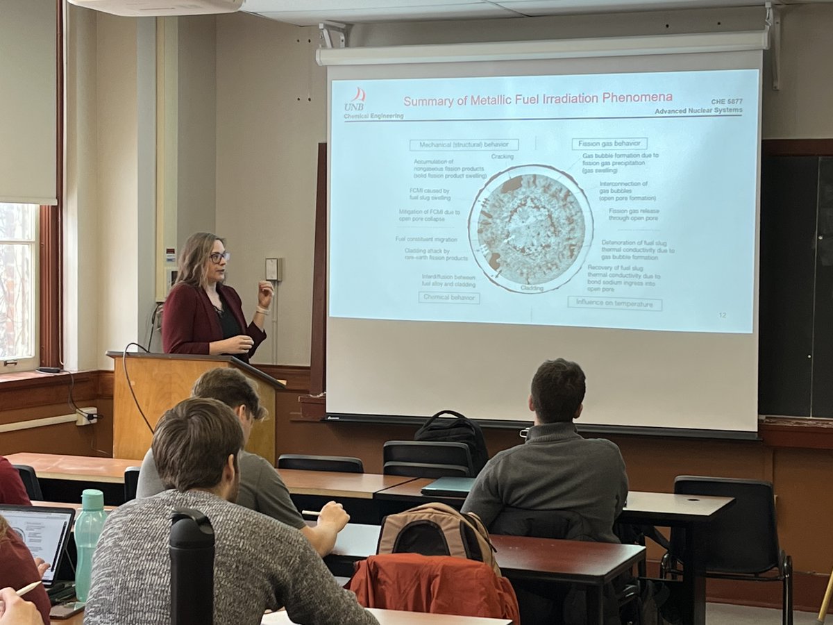 We are thrilled to share insights with the next generation of #engineers at @UNB ! Our Senior Fuel Systems Specialist, Maggie Manley, had the honor of guest lecturing to Chemical Engineering students in the Advanced Nuclear Systems class. Thanks for having us @UNBFredericton.