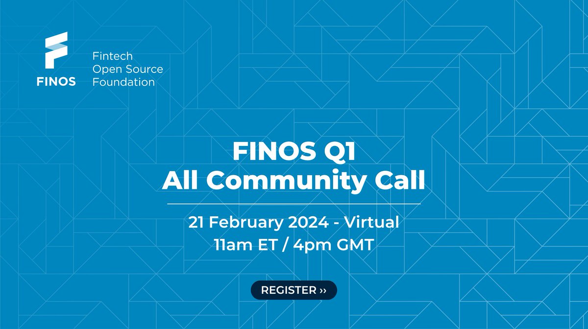 📆 Join us Wednesday 21st February at 11am ET / 4pm GMT for our Virtual Q1 'All Community Call' - Register Now! ➡️ bit.ly/3UTnDNE #fintech #regtech #financialservices #opensource #FINOS