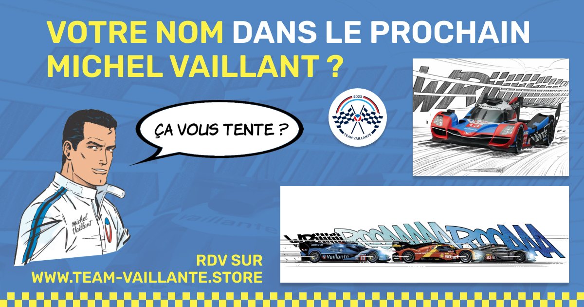 📢 Occasion unique pour les fans de Michel Vaillant ! RDV sur la boutique avant fin février pour voir votre nom dans le prochain tome prévu en mai : team-vaillante.store Faites vite, les éditions sont limitées et plus de la moitié des produits sont déjà partis ! 🏎️@jldauger