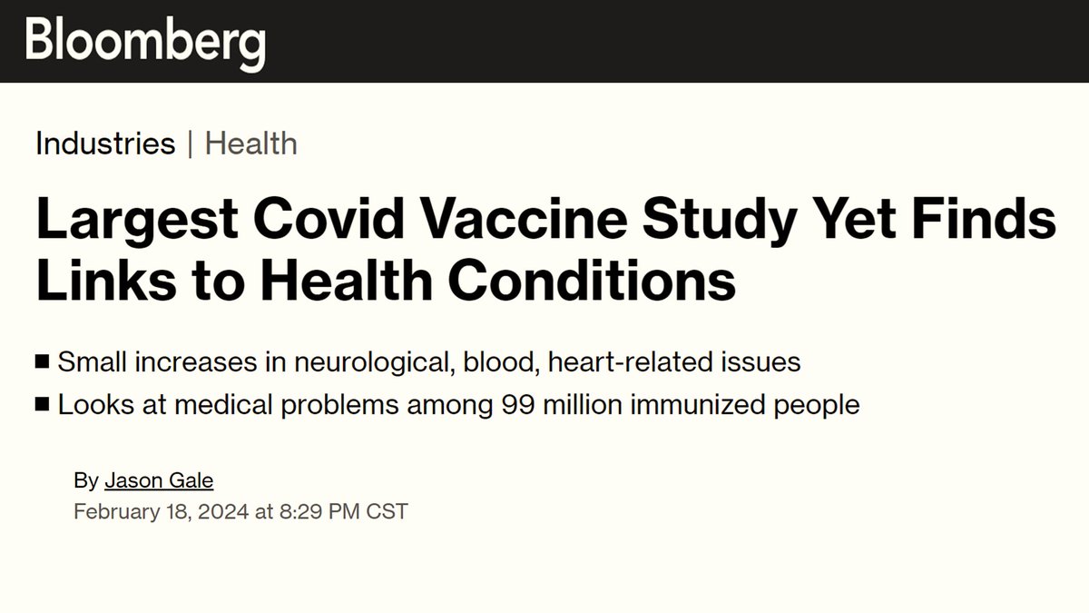 The largest Covid vax study just found:
 💉 6.9x more Pericarditis
 💉 6.1x more Myocarditis
 💉 3.8x more Encephalomyelitis
 💉 3.2x more Blood Clots
 💉 2.5x more Guillain-Barre

This thing was forced on people who faced almost no risk from Covid

It is completely unacceptable