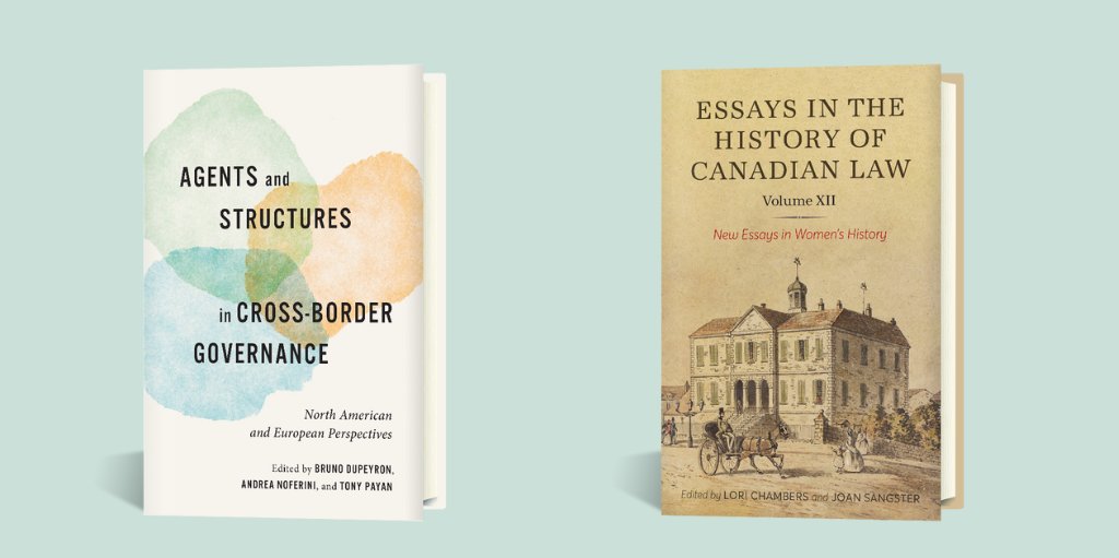 Two new books! Agents and Structures in Cross-Border Governance edited by Bruno Dupeyron, @nofebcn & @PayanTony Essays in the History of Canadian Law, Volume XII edited by Lori Chambers & Joan Sangster Browse our #Law & Society list: bit.ly/3tM1tlm #PoliSci #History