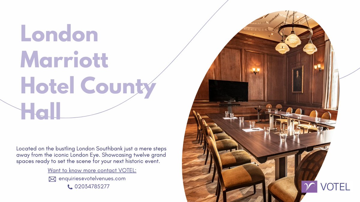 Step into a world of luxury and sophistication at the London Marriott Hotel County Hall. The twelve stunning meeting and conference spaces are perfect for turning your ideas into reality.Elevate your next event surrounded by iconic views of the River Thames and London's skyline.