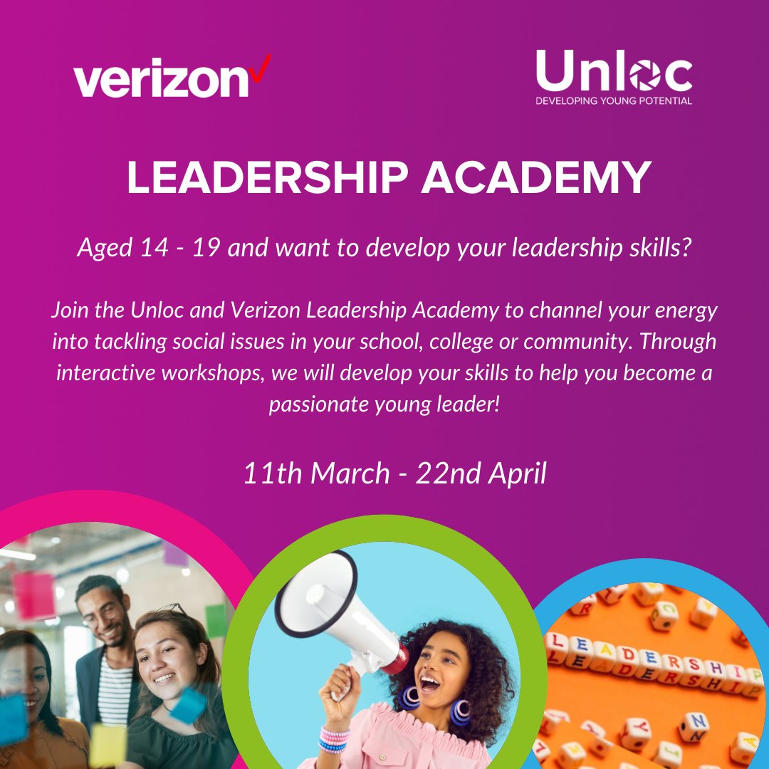 14-19 + in #Portsmouth? Become an #empowered #Leader! The Unloc & @VerizonBusiness #Leadership #Academy teaches YOU how to channel your energy into tackling issues in your #school, #college or #community Go here👉tinyurl.com/4v6sh6au #DevelopingYoungPotential #Students #Pupils