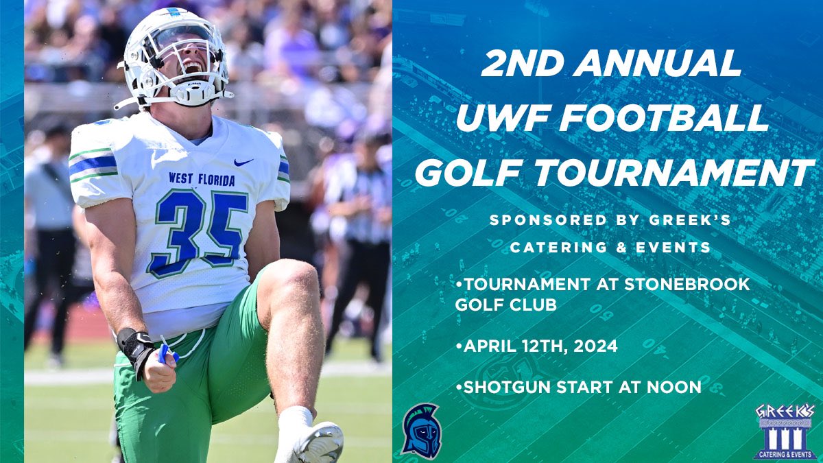 Registration is now open for the 2nd annual UWF football golf tournament! Teams and spots are first come first serve. Registration link below ⬇️ uwf.edu/alumni/get-inv…