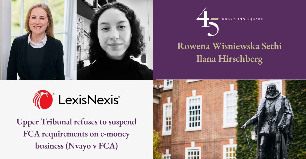 Rowena Wisniewska and Ilana Hirschberg analyse an Upper Tribunal decision denying Nvayo Ltd's attempt to suspend restrictions imposed by the FCA surrounding anti-money laundering deficiencies tied to Nvayo's owner's legal case.

Read the article here: bit.ly/42FN7A1