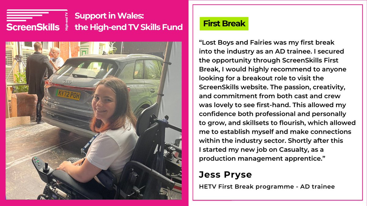 UKScreenSkills's tweet photo. @ducksoupfilms Jess Pryse got her start in HETV as an AD trainee on #LostBoysandFairies through #FirstBreak. Jess tells us how she was inspired by the passion and commitment of the cast and crew, which boosted her confidence and skills, leading to her next role in production management! https://t.co/y2VzI6w4ni