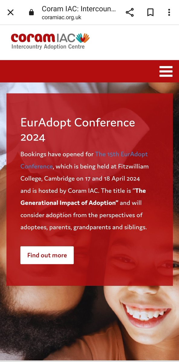 roelie_post's tweet photo. @natalyanderson @FiLiA_charity @MForstater @EmmaHPrize @Coram CORAM IAC
As the UK's adoption agency they host this year's Euradopt conference.
No word about the trafficking scandals and investigations into that.
#Euradopt https://t.co/kVPLjzfWkC