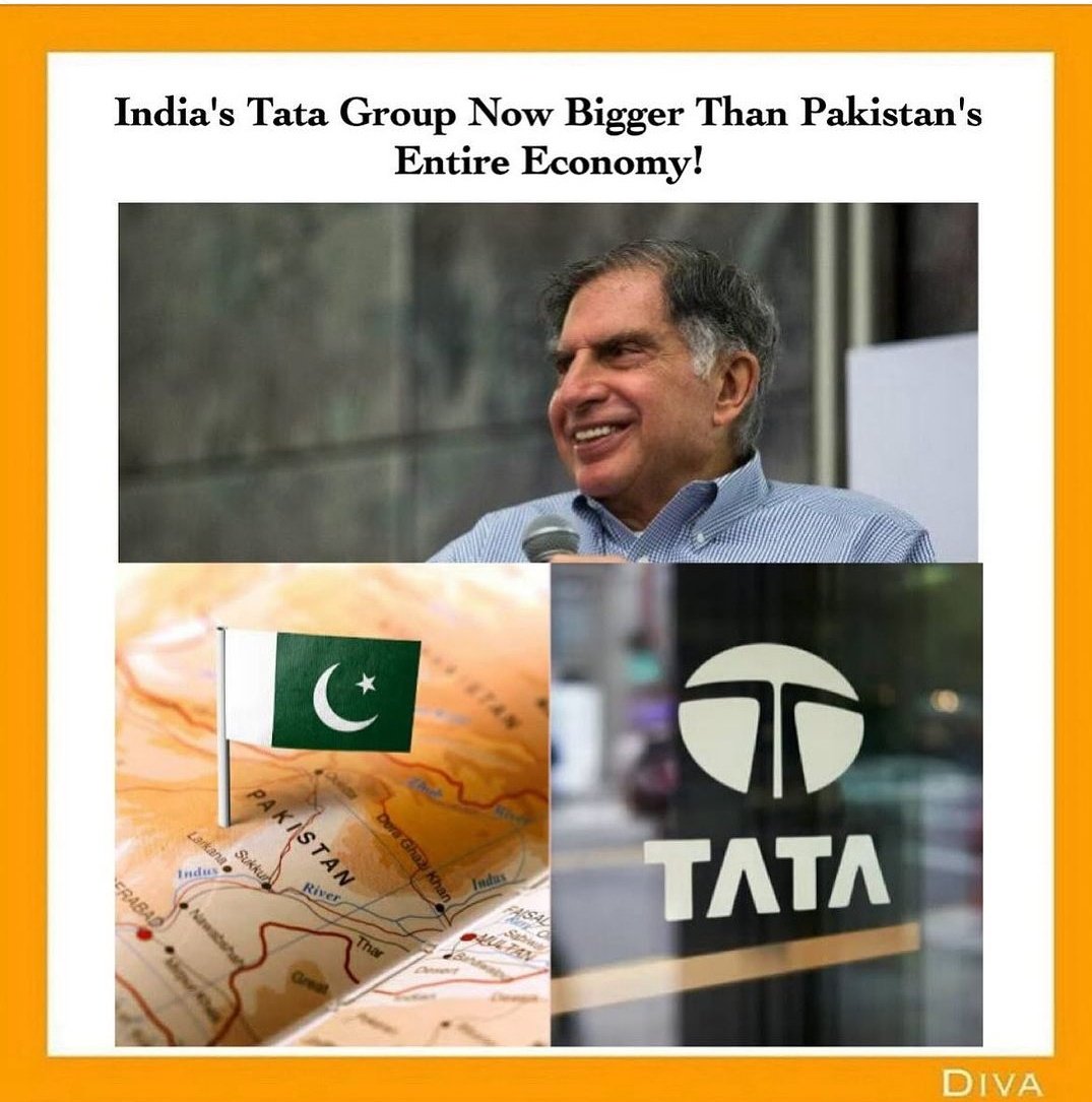 MehakRashid14's tweet photo. Tata companies are now at 365 bn $ and Pakistan's GDP has been shrunk to 341 bn $.
Lumber one country 🤡 https://t.co/KbglV1u1iI