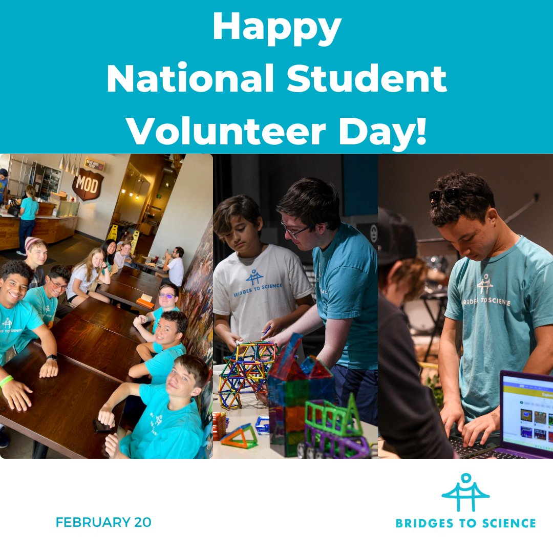 Happy National Student Volunteer Day! We want to give a shout-out to all of our amazing student volunteers who give their time and energy to serve our community. Be proud of yourself today! Without you, Bridges to Science would not be what it is today 💙