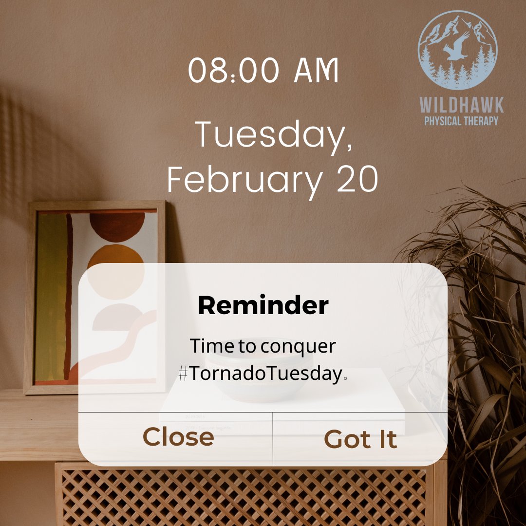 Hey Tuesday Warriors! 🚀 We get it – Tuesdays can feel like a whirlwind, a mini-tornado swirling in the middle of the week. This is your chance to conquer mid-week challenges, to find joy in the chaos, and to revel in the momentum. 🌪️#avl #TornadoTuesday #avlhealth #physiotherapy