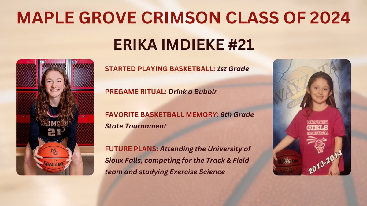 Our next Senior we would like to thank is our very own Erika Imdieke! Thank you for all you have done for our school and program! #CrimsonFamily
