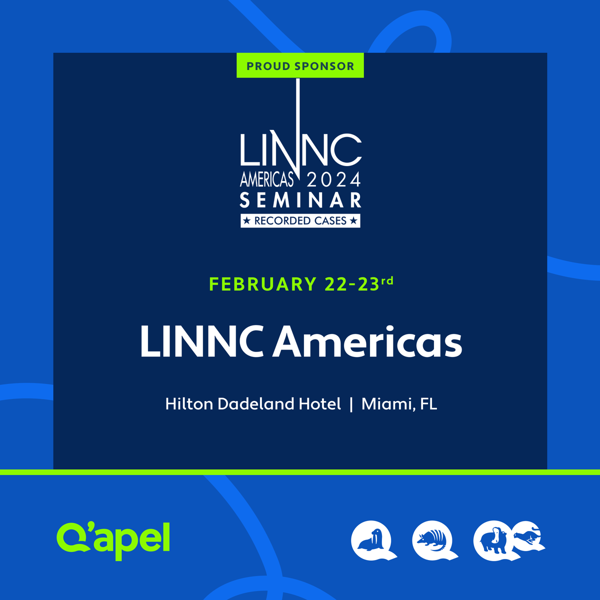 Q'Apel Medical looks forward to seeing you at #LINNC #Americas this week! Make sure to stop by table #6 to touch our #Walrus #Armadillo as well as our latest innovations, #HippoandCheetah. #QapelMedical #LINNC #ProudSponsor