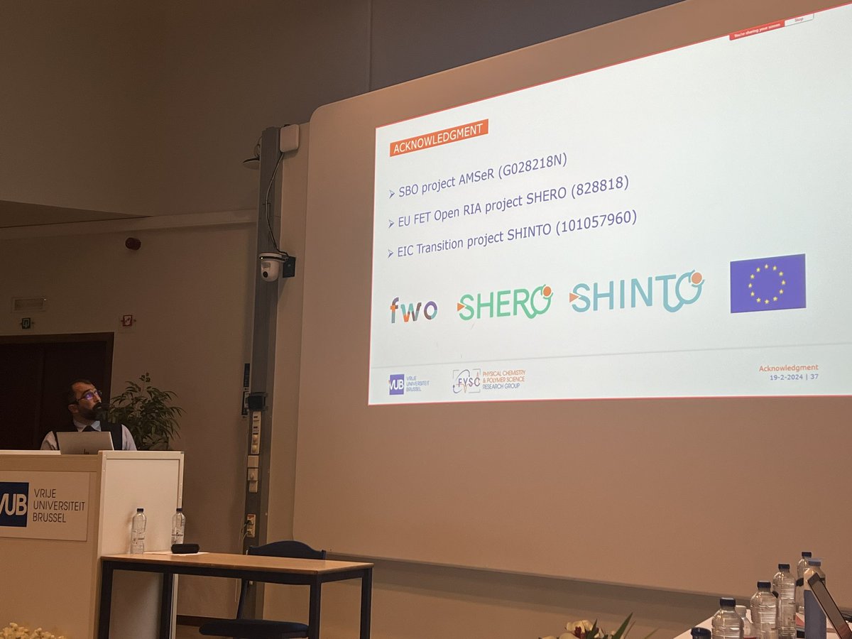 Researcher Ali Safaei presented his phd research on unraffling the structure property relationships of thermoreversible Diels-Alder networks as self healing polymers supported by <a href="/SHERO_FET/">SHERO</a> and #EICShinto