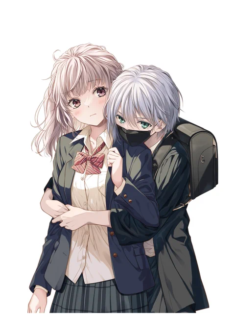 きみがロ 1巻表紙のOKバージョン &没バージョンやっぱり冬馬の顔は出てた方がいいよね、きりんちゃんはびっくり顔よりうっとり顔がいいよねと、話し合いました 