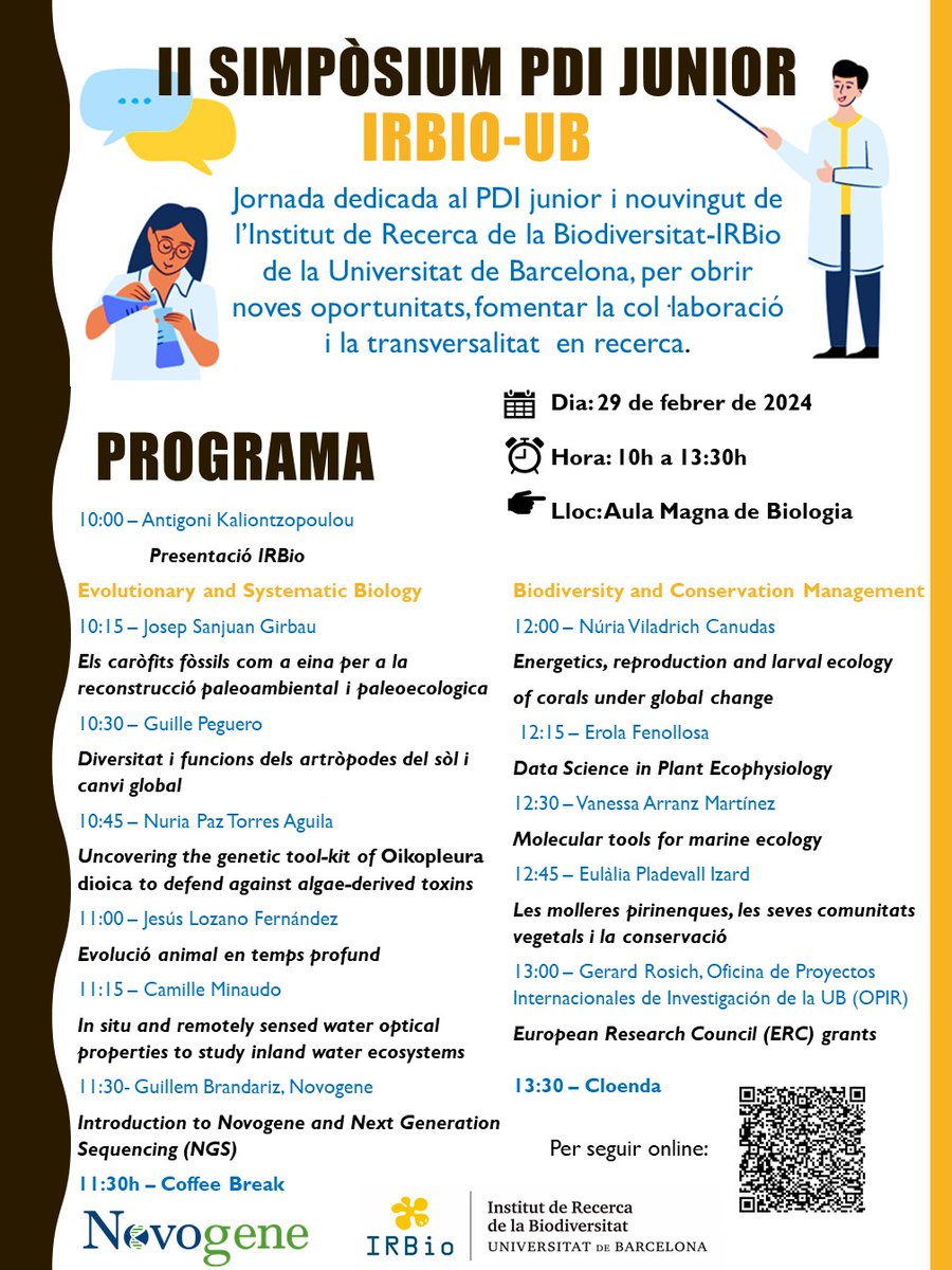 IRBioUB's tweet photo. 🔬 No et perdis el 2n Simpòsium PDI Junior! 💡
🤝Una jornada dedicada al personal investigador més jove i nouvingut. Vine a conèixer la recerca de l’@IRBioUB i establir col·laboracions futures🚀
📅29 de febrer
📍Aula Magna, Facultat de Biologia
⏰10h-13h30
Entrada gratuïta! https://t.co/TEgPtTquEE