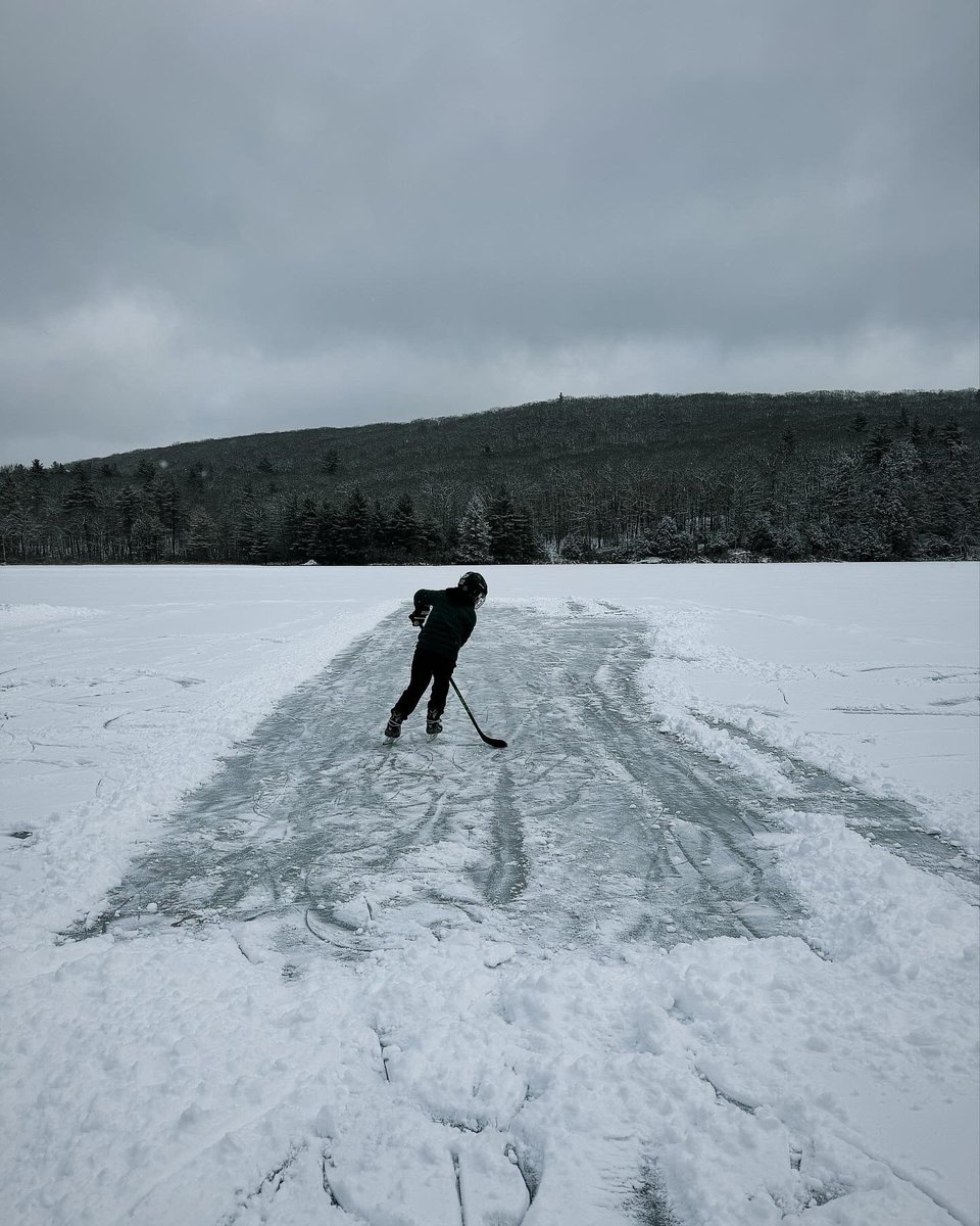 #dreambig #hockeypractice at Beartown State Forest’s Benedict Pond in Great Barrington.