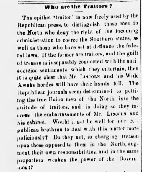 Jeff_Davis1808's tweet photo. On this day (2/20/1861) the Buffalo Daily Republic called out Republicans in the north for denigrating Northerners who oppose coercion as traitors.
#history #uhistory #twitterstorians https://t.co/9xdNR8UPF8