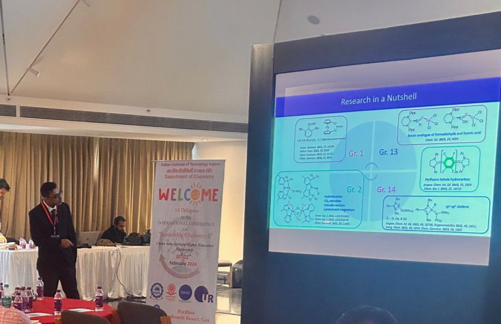 Delivered my talk on small molecule activation and catalysis by magnesium at international conference on sustainable chemistry (Indo German Higher Education Program) in Goa. Thank you for the invitation @dipak_666 & Debayan! Quality time & quality chemistry @IITIndore @csir_ncl