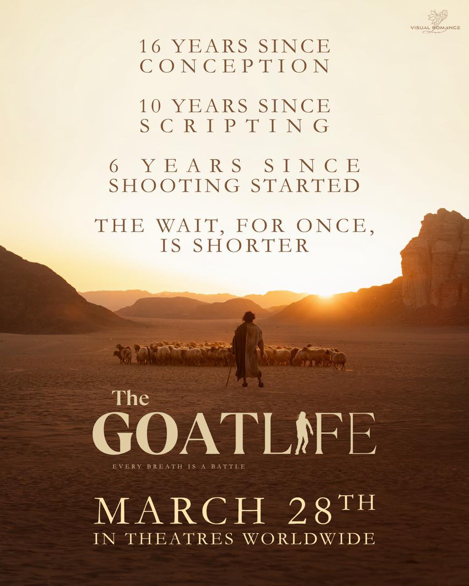 AndhraBoxOffice's tweet photo. #TheGoatLife releasing worldwide on 28th March, 2024!

#Aadujeevitham #TheGoatLifeOn28thMarch https://t.co/E1RAvuU18G