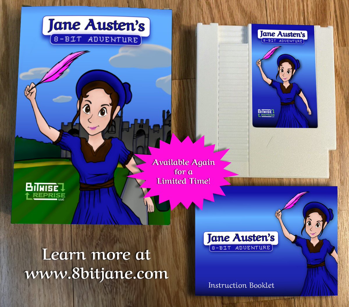 We've heard your feedback, and we're doing a second run of NES cartridges for Jane Austen's 8-bit Adventure! This time we're going to take preorders so we can get an exact count. Details at 8bitjane.com. Preorders start now!