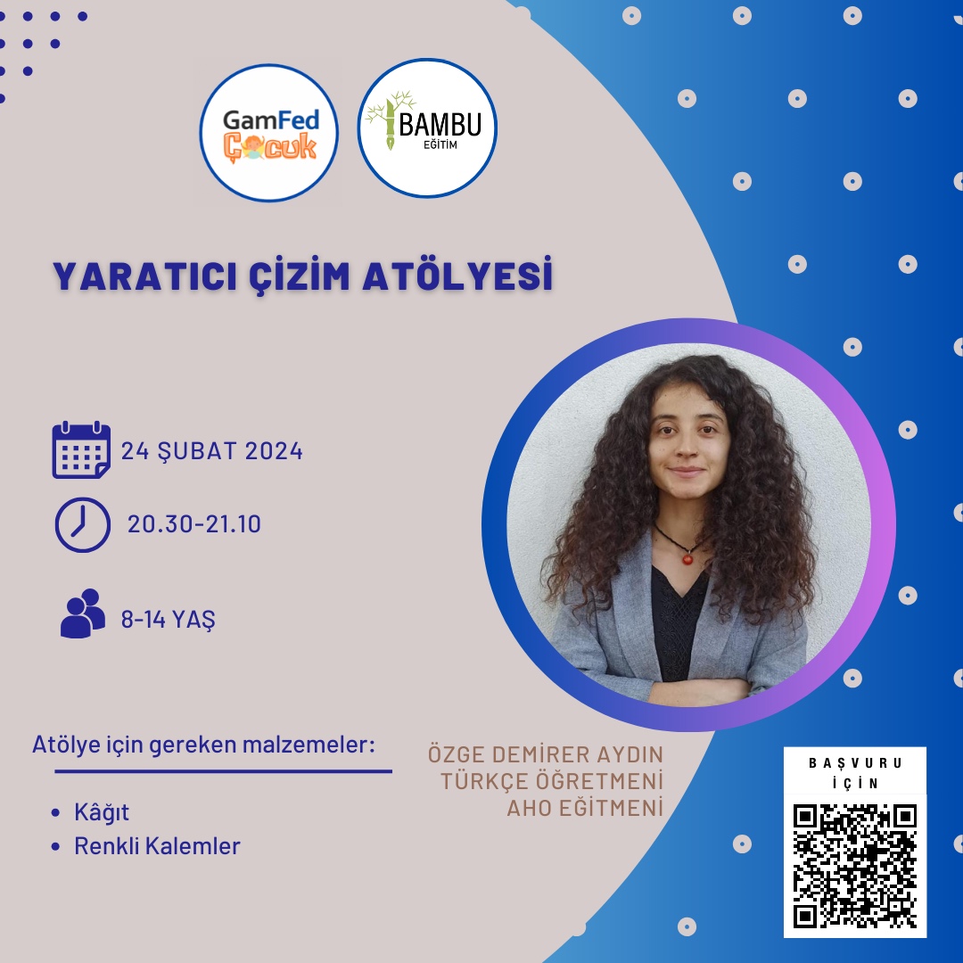 GamFed Çocuk ve <a href="/BambuEgitim/">Bambu Gönüllü Eğitim Platformu</a> iş birliği ile atölyeler düzenlemeye başladık🎊🎉
Algoritma ile Resim Çizimi:
Bilginin Yolculuğu Atölyesi
Yaratıcı Çizim Atölyesi
Kayıt
🔗docs.google.com/forms/d/12-GhN…
📌Zoom linki etkinlik öncesinde katılımcılarla paylaşılacaktır.

#çocukatölyeleri